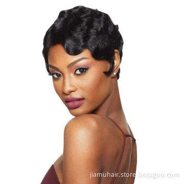 Ombre Short Bob Wig Synthetic Hair Cosplay wig Blond Black Red Purple  Finger Wave Wigs